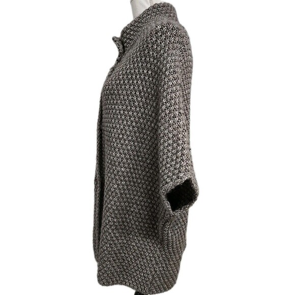 ELSAMANDA Chunky Knit Cape Cardigan Wool Alpaca Brown Women’s M Made In Italy - Picture 5 of 10